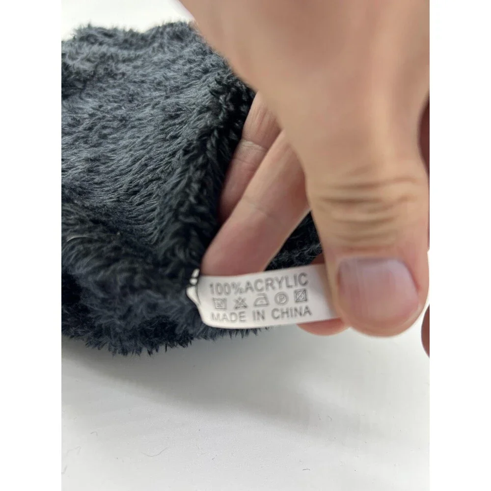UGG Australia Hat Beanie Womens One Size Black Cable Knit Pom Lined Winter